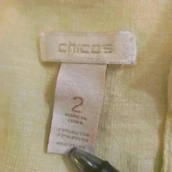 Chicos Womens Sheer Long Sleeve Button Down Shirt Light Lime Green Size Large - Picture 5 of 7